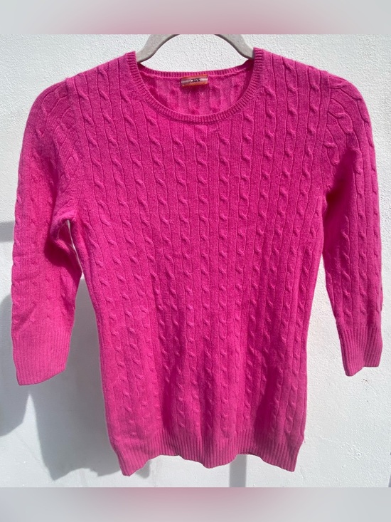 J. Crew Sweaters - J. Crew 100% Cashemere Pink  Cable Knit 3/4 Sleeve Sweater Size XS